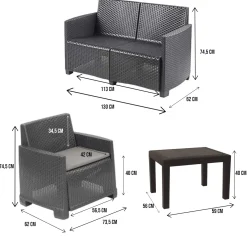 Set Da Esterno|Outdoor > Dmora Salotto per cortile poltrone e divano antracite - Atrito Nero Antracite