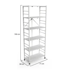 Scaffali Bianco 6 Ripiani Peso Supportato 40 kg, - Ficulle