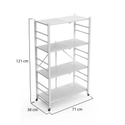 Scaffali Bianco Ruote 4 Ripiani, Peso Supportato 40 kg - Soprana