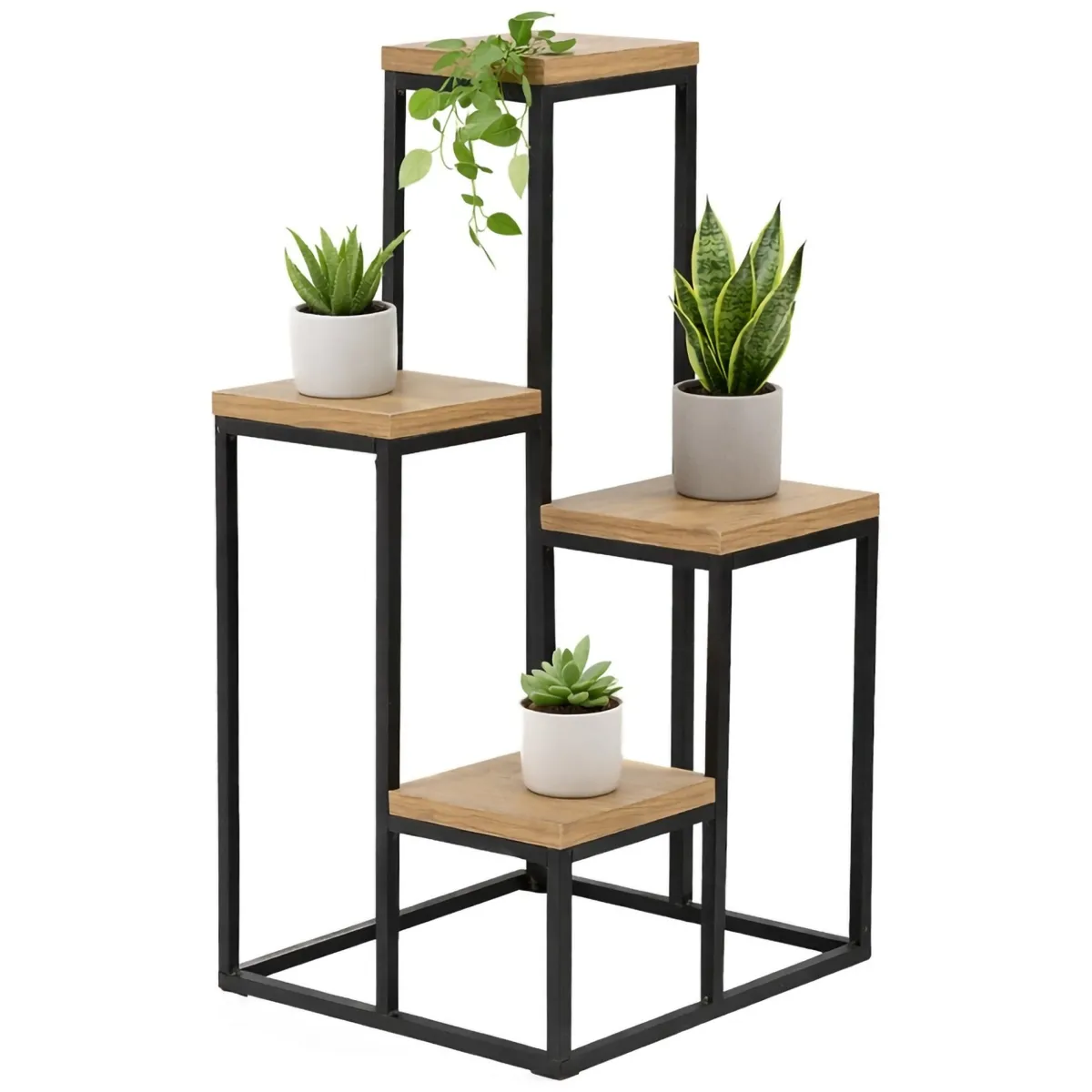 Scaffali|Armadi Da Esterno > Dmora Scaffali Marrone Noce Nero 4 Ripiani Materiale Struttura in Metallo 34x65x39h cm, Colore Struttura Nero - Mompeo Nero, Marrone Noce