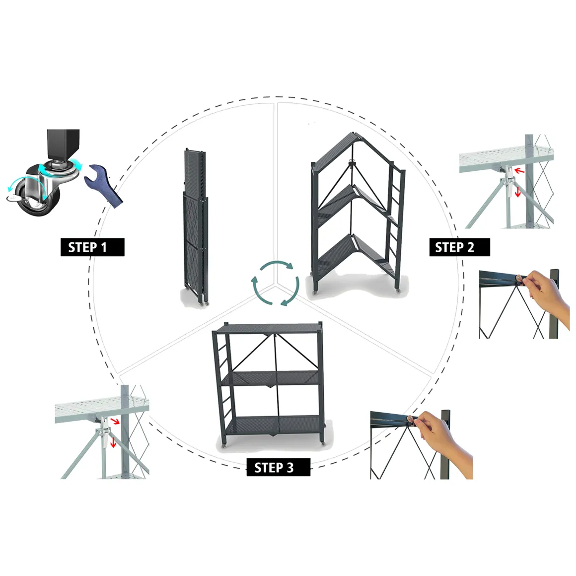 Scaffali|Armadi Da Esterno > Dmora Scaffali 5 Ripiani Richiudibile 71x38x156h cm, Peso Supportato 40 kg - Minori Nero Antracite
