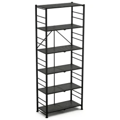 Scaffali Nero Antracite 6 Ripiani Richiudibile 71x38x190h cm, Peso Supportato 40 kg - Ficulle