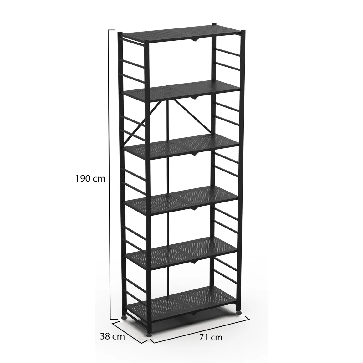 Scaffali Nero 6 Ripiani Peso Supportato 40 kg, - Ficulle