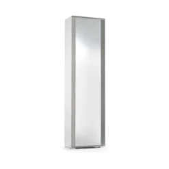 Scarpiera alta bianca e cemento 50x182h cm con specchio - Asiago