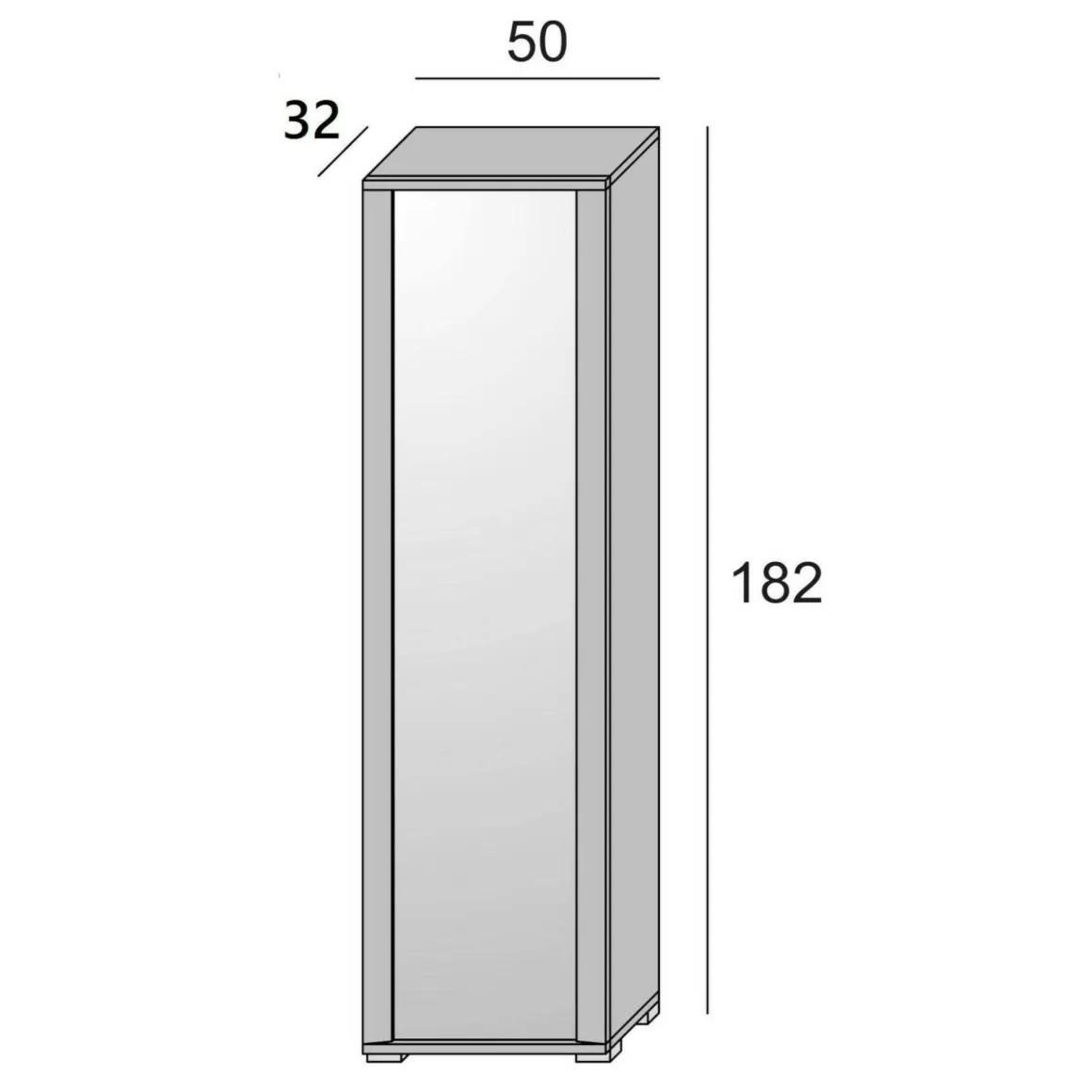 Scarpiera alta bianca e cemento 50x182h cm con specchio - Asiago