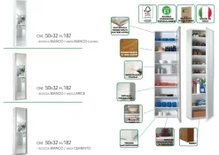 Bagno|Scarpiere > Dmora Scarpiera alta bianca 50x182h cm anta a specchio - Asiago Bianco