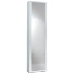 Bagno|Scarpiere > Dmora Scarpiera alta bianca 50x182h cm anta a specchio - Asiago Bianco