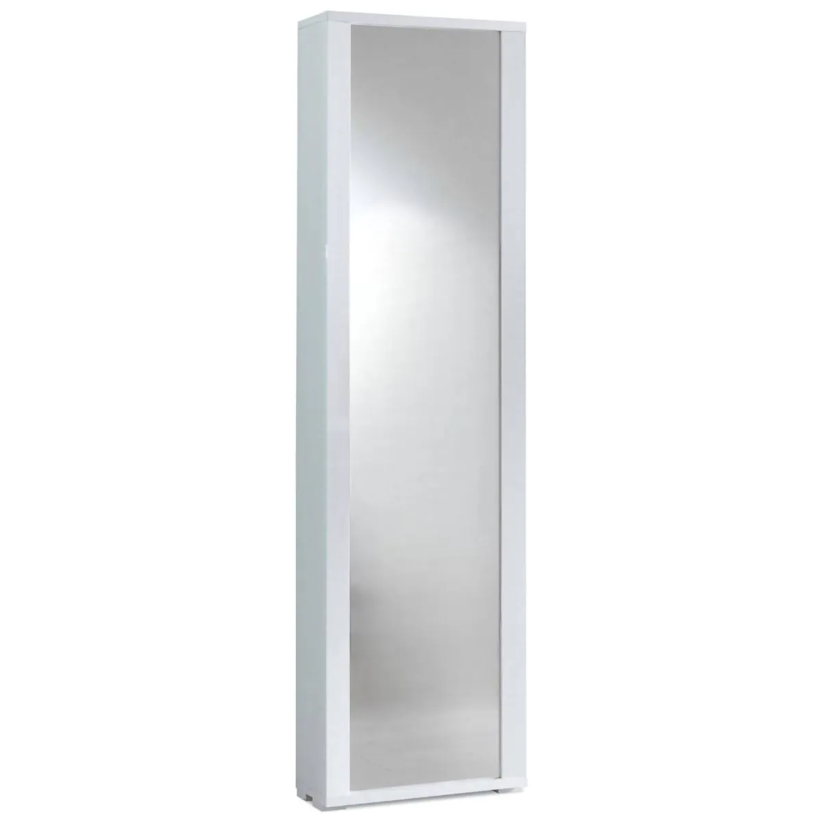 Bagno|Scarpiere > Dmora Scarpiera alta bianca 50x182h cm anta a specchio - Asiago Bianco