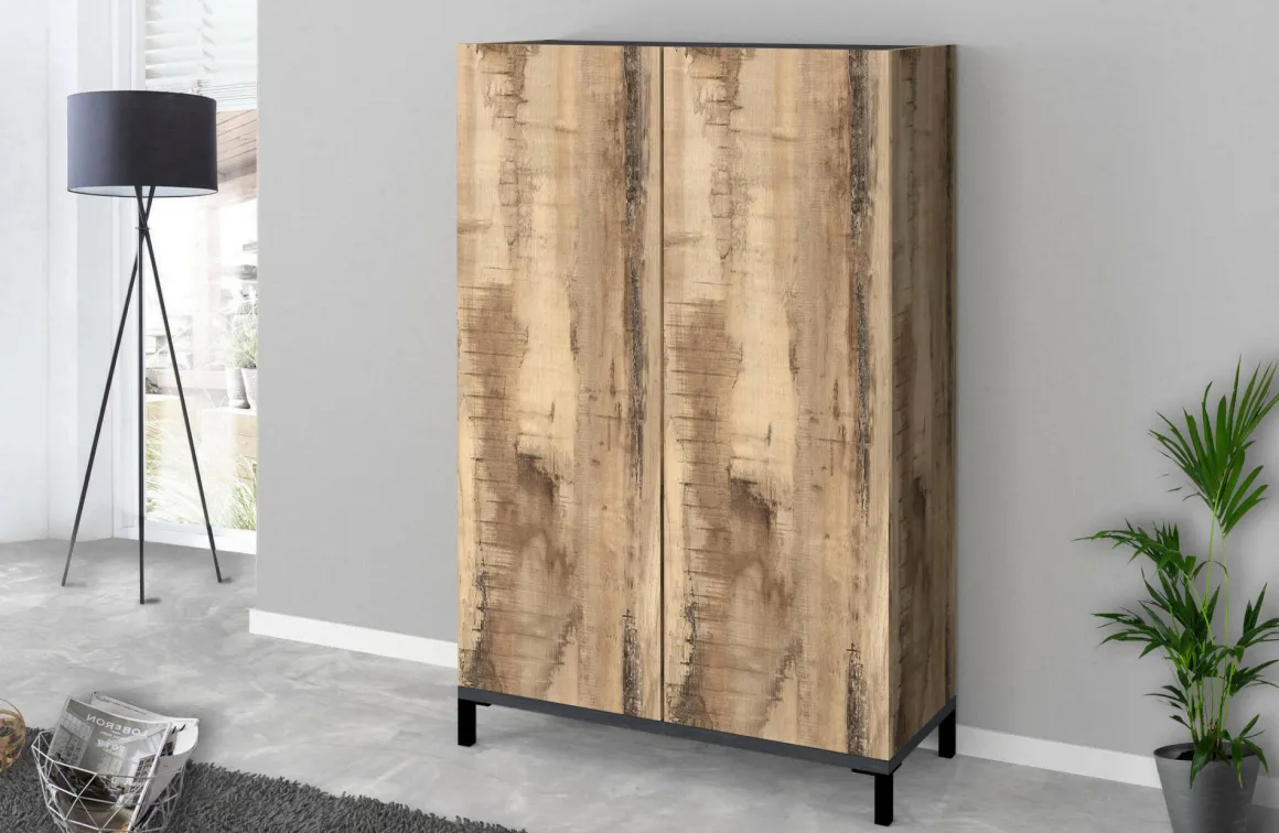 Scarpiera 2 ante acero e ardesia 90x147h cm - Uvarovite