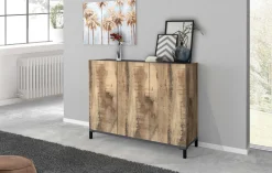 Bagno|Lavanderia > Dmora Scarpiera 3 ante acero e ardesia 120x80h cm - Modesta Grigio Ardesia, Marrone Acero