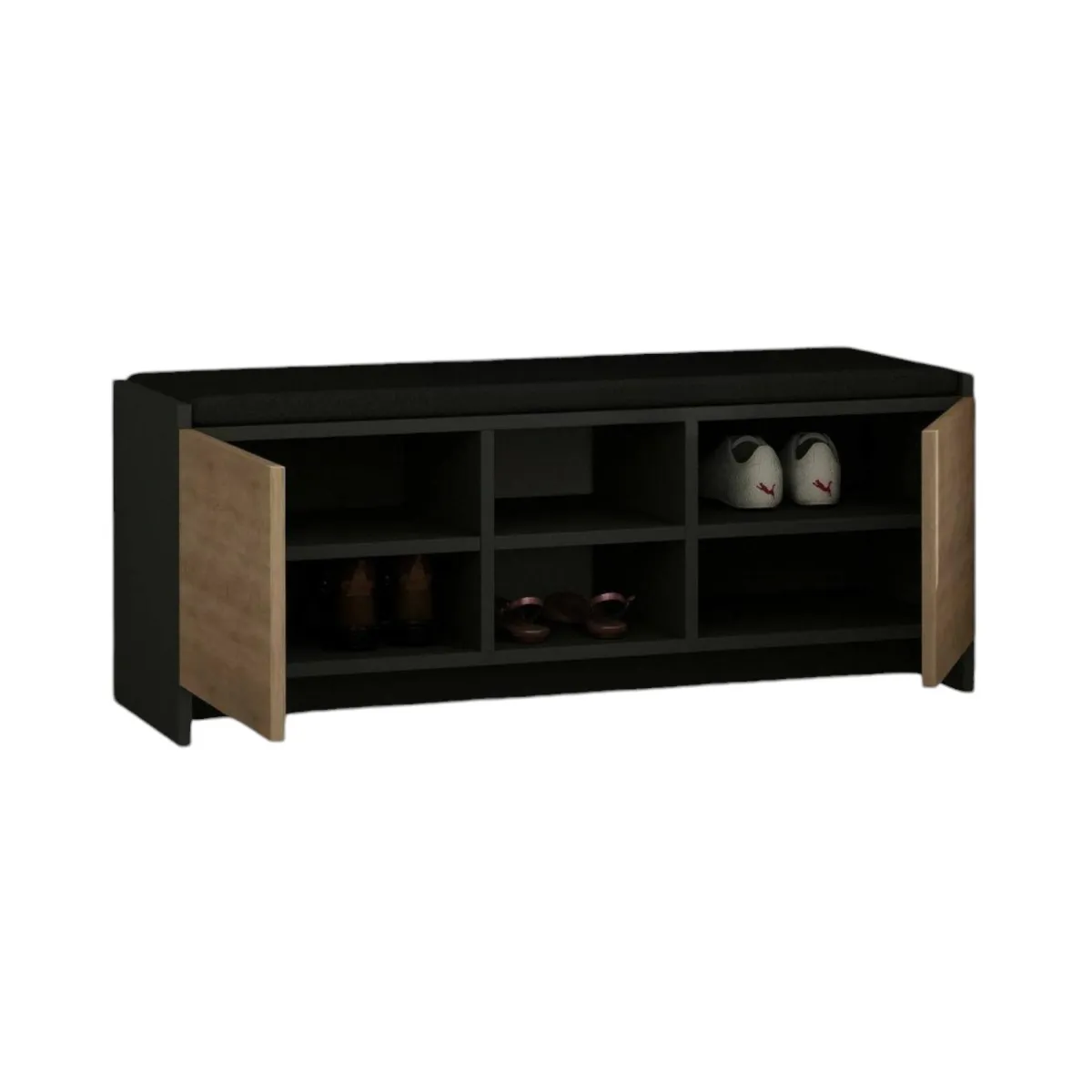 Bagno|Scarpiere > Dmora Scarpiera 2 ante antracite e rovere 110x43h cm - Axar Marrone Rovere, Nero Antracite