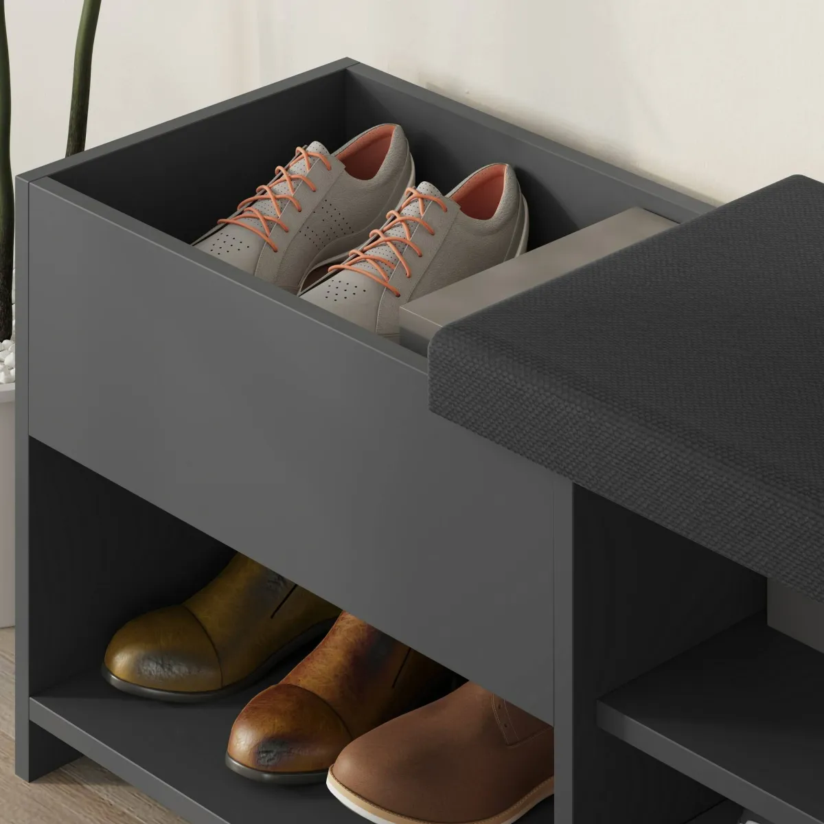Scarpiere > Dmora Scarpiera 2 ante antracite 120x51h cm - Nuri Nero Antracite