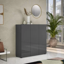Scarpiere > Dmora Scarpiera 3 ante antracite 120x115h cm - Stamira Nero Antracite