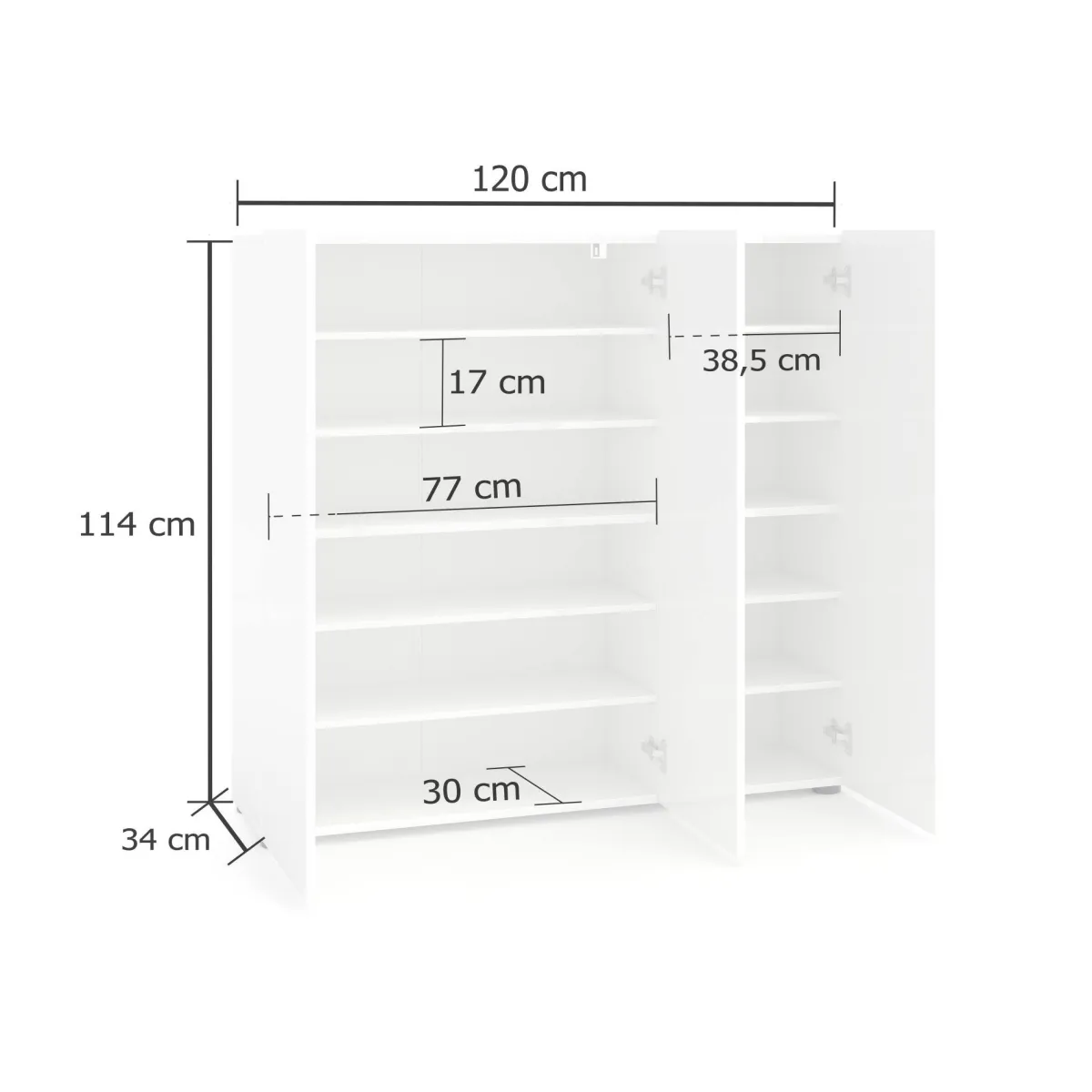 Scarpiere > Dmora Scarpiera 3 ante antracite 120x115h cm - Stamira Nero Antracite