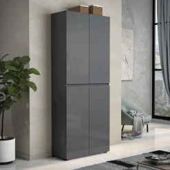 Scarpiere > Dmora Scarpiera 4 ante antracite 80x200h cm - Bellante Nero Antracite