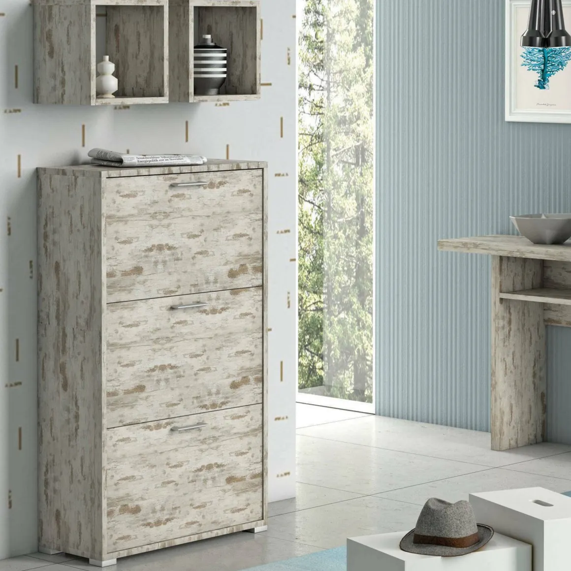 Scarpiera 3 ante betulla 67x112h cm - Axinite