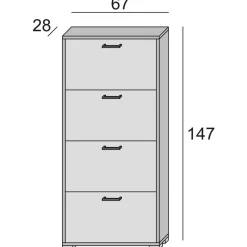Scarpiera 4 ante betulla 67x147h cm - Adeindein