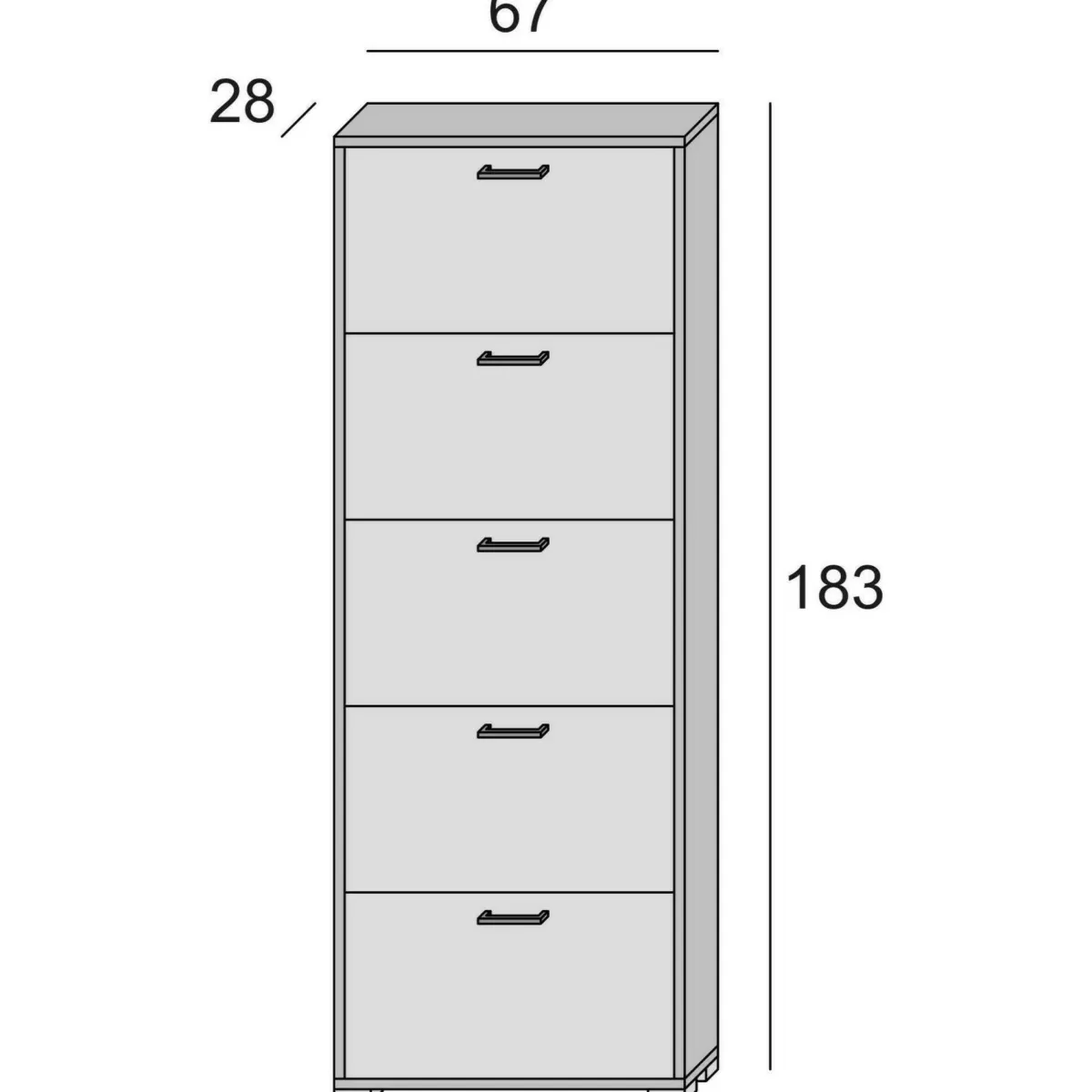 Bagno|Scarpiere > Dmora Scarpiera 5 ante bianca e cemento 67x183h cm - Anina Grigio, Bianco Cemento