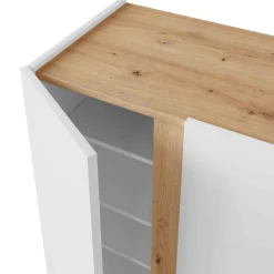 Scarpiera 2 ante bianca e legno 56x102h cm ripiani regolabili - Gotto