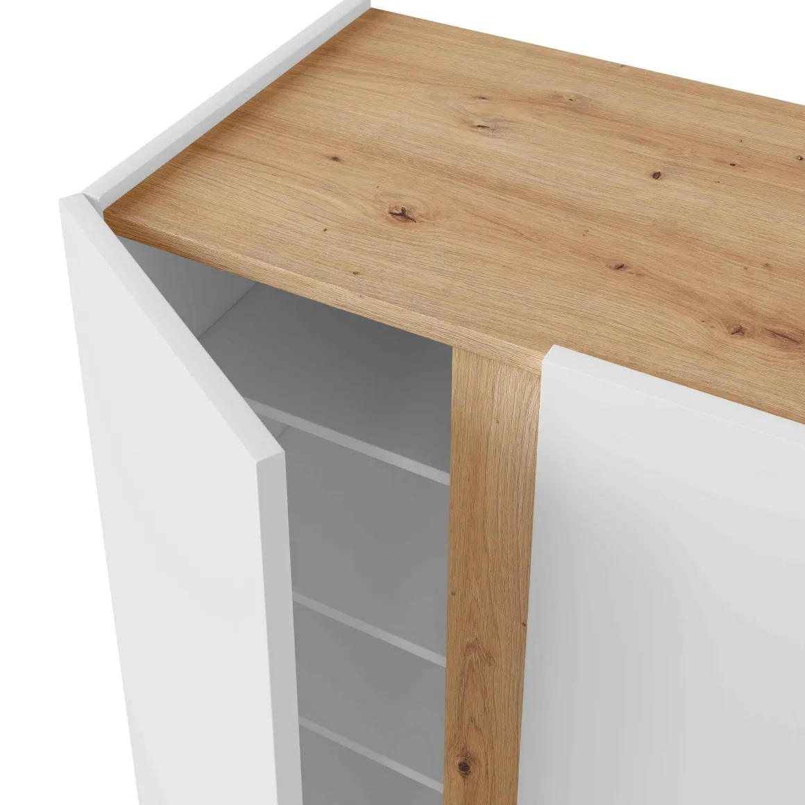 Scarpiera 2 ante bianca e legno 56x102h cm ripiani regolabili - Gotto