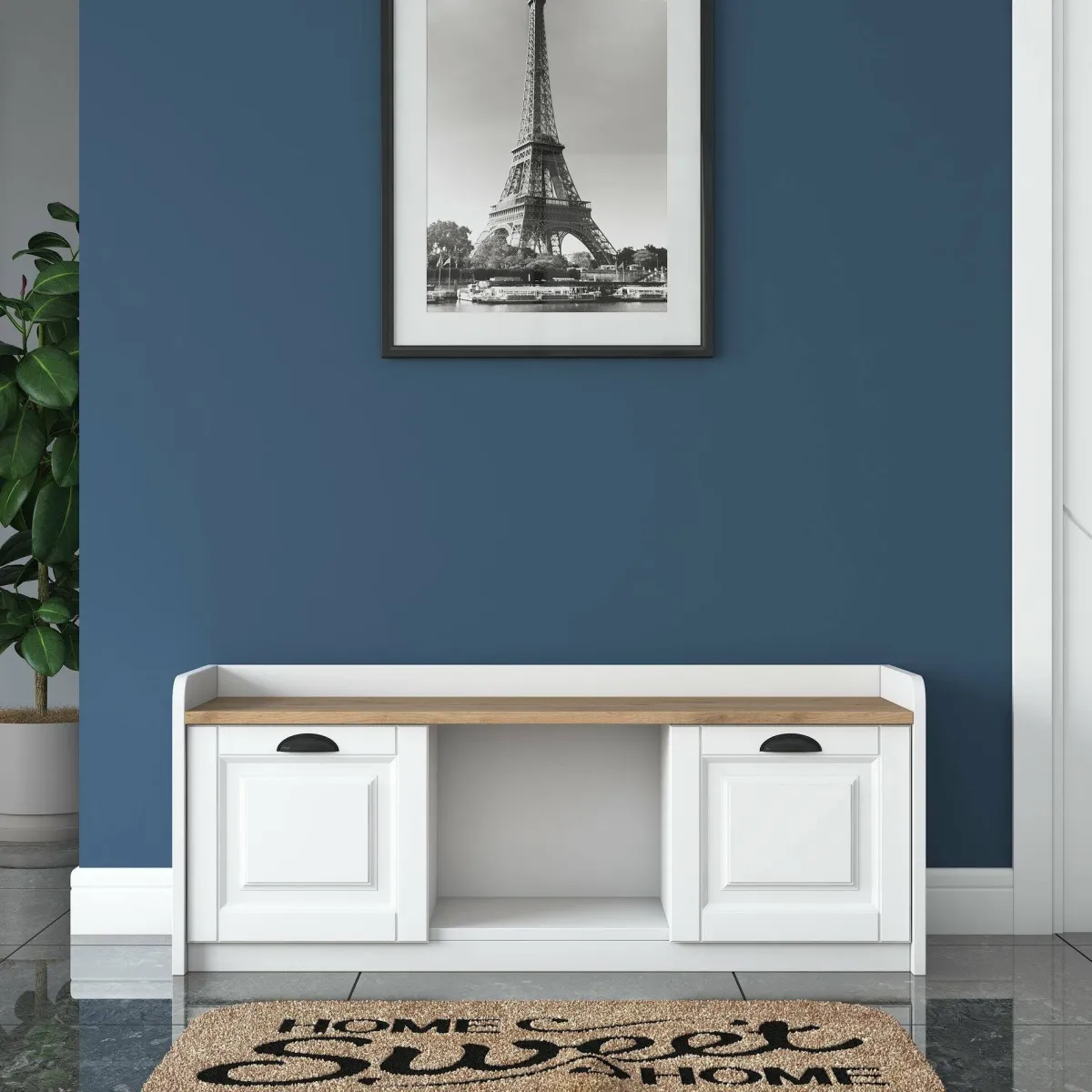 Scarpiere > Dmora Scarpiera 2 ante bianca e noce 120x45h cm - Egay Marrone, Bianco Noce