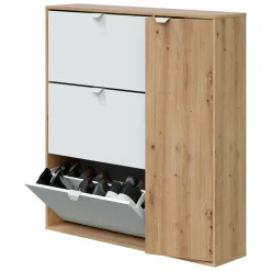 Scarpiera 4 ante bianca e rovere 105x112h cm - Anuk