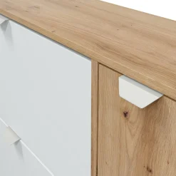 Bagno|Scarpiere > Dmora Scarpiera 4 ante bianca e rovere 67x147h cm - Adeindein Marrone, Bianco Rovere