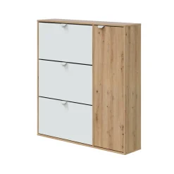 Bagno|Scarpiere > Dmora Scarpiera 4 ante bianca e rovere 67x147h cm - Adeindein Marrone, Bianco Rovere
