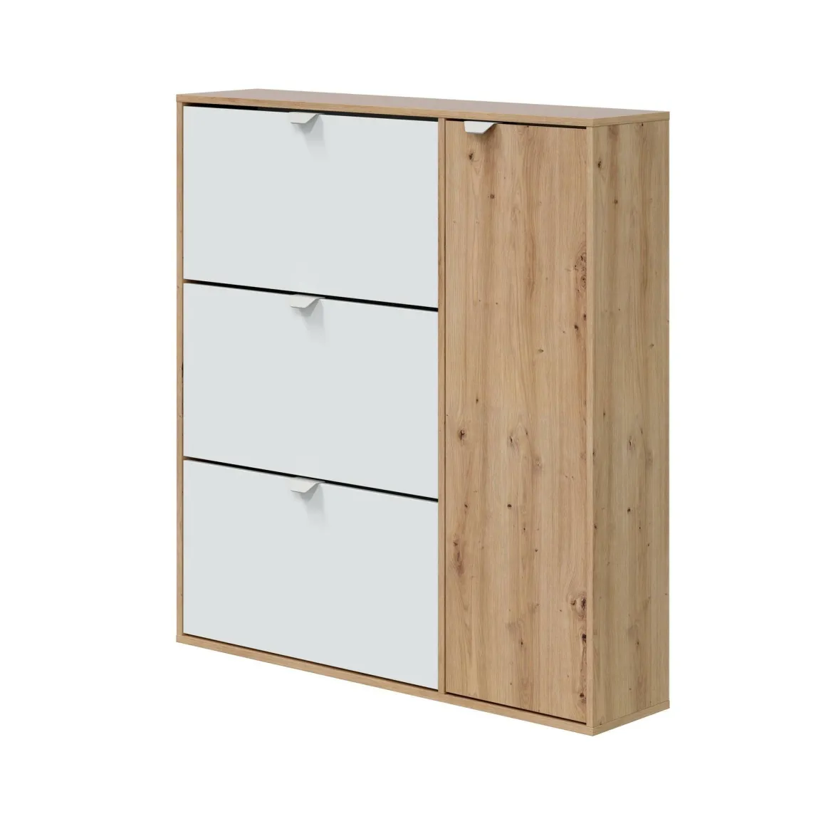 Bagno|Scarpiere > Dmora Scarpiera 4 ante bianca e rovere 67x147h cm - Adeindein Marrone, Bianco Rovere