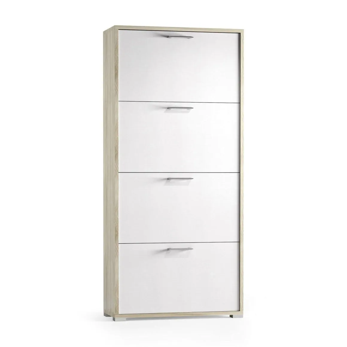 Scarpiera 4 ante bianca e rovere 67x147h cm in legno - Adeindein