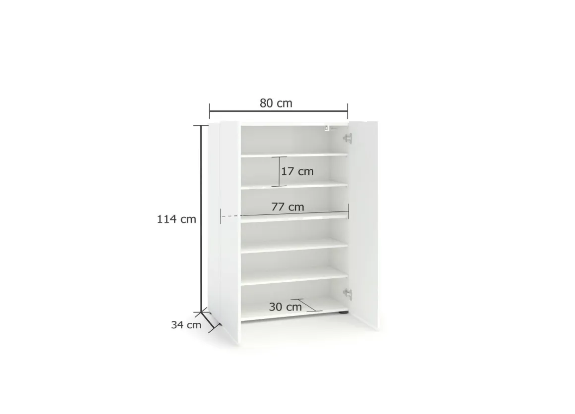 Bagno|Scarpiere > Dmora Scarpiera 2 ante bianca lucida 80x86h cm - Apetta Bianco Lucido