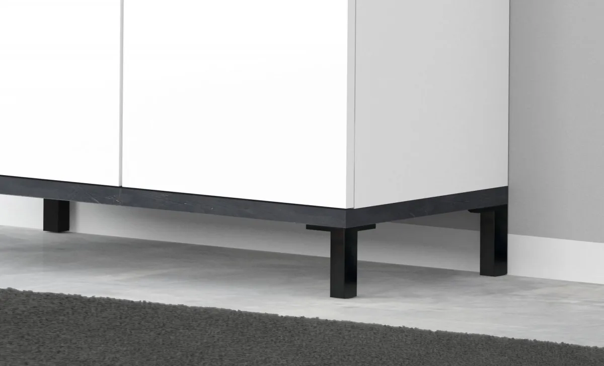 Bagno|Lavanderia > Dmora Scarpiera 2 ante bianca lucida e ardesia 80x80h cm - Graziana Grigio Ardesia, Bianco Lucido