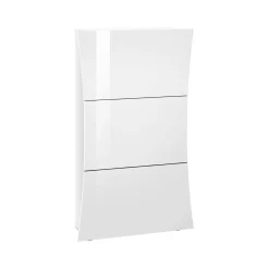 Bagno|Scarpiere > Dmora Scarpiera 3 ante bianca lucida 71x122h cm in legno - Borea Bianco Lucido