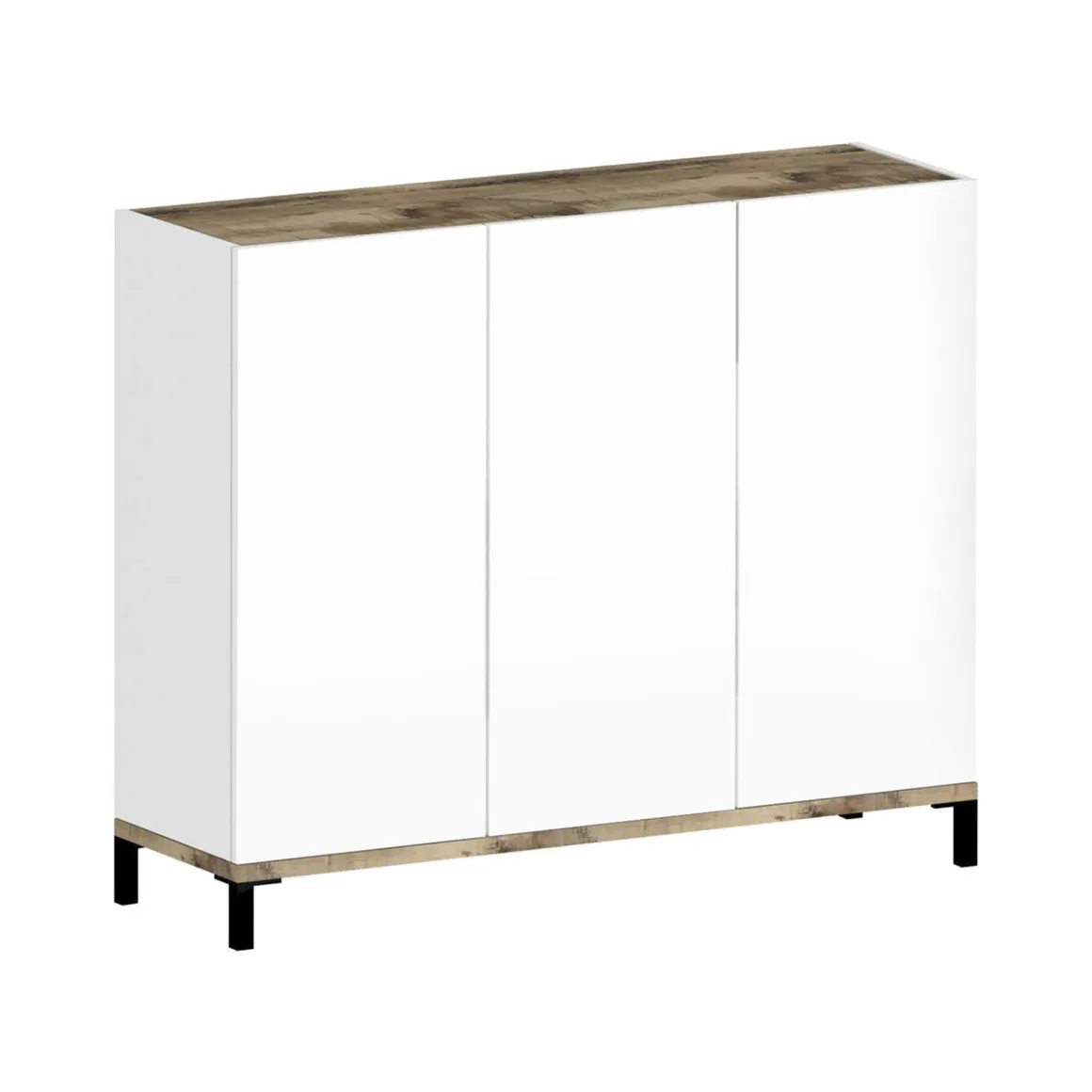 Bagno|Scarpiere > Dmora Scarpiera 3 ante bianca lucida e acero 80x80h cm - Morfeo Marrone Acero, Bianco Lucido