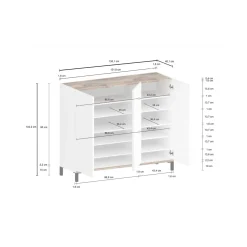 Bagno|Scarpiere > Dmora Scarpiera 3 ante bianca lucida e acero 80x80h cm - Morfeo Marrone Acero, Bianco Lucido