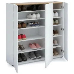 Scarpiere > Dmora Scarpiera 3 ante bianca lucida e rovere 122x115h cm - Aspidistra Marrone Rovere, Bianco Lucido