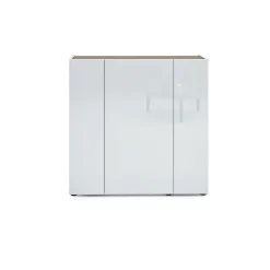 Scarpiera 3 ante bianca lucida e rovere 116x115h cm - Arrone
