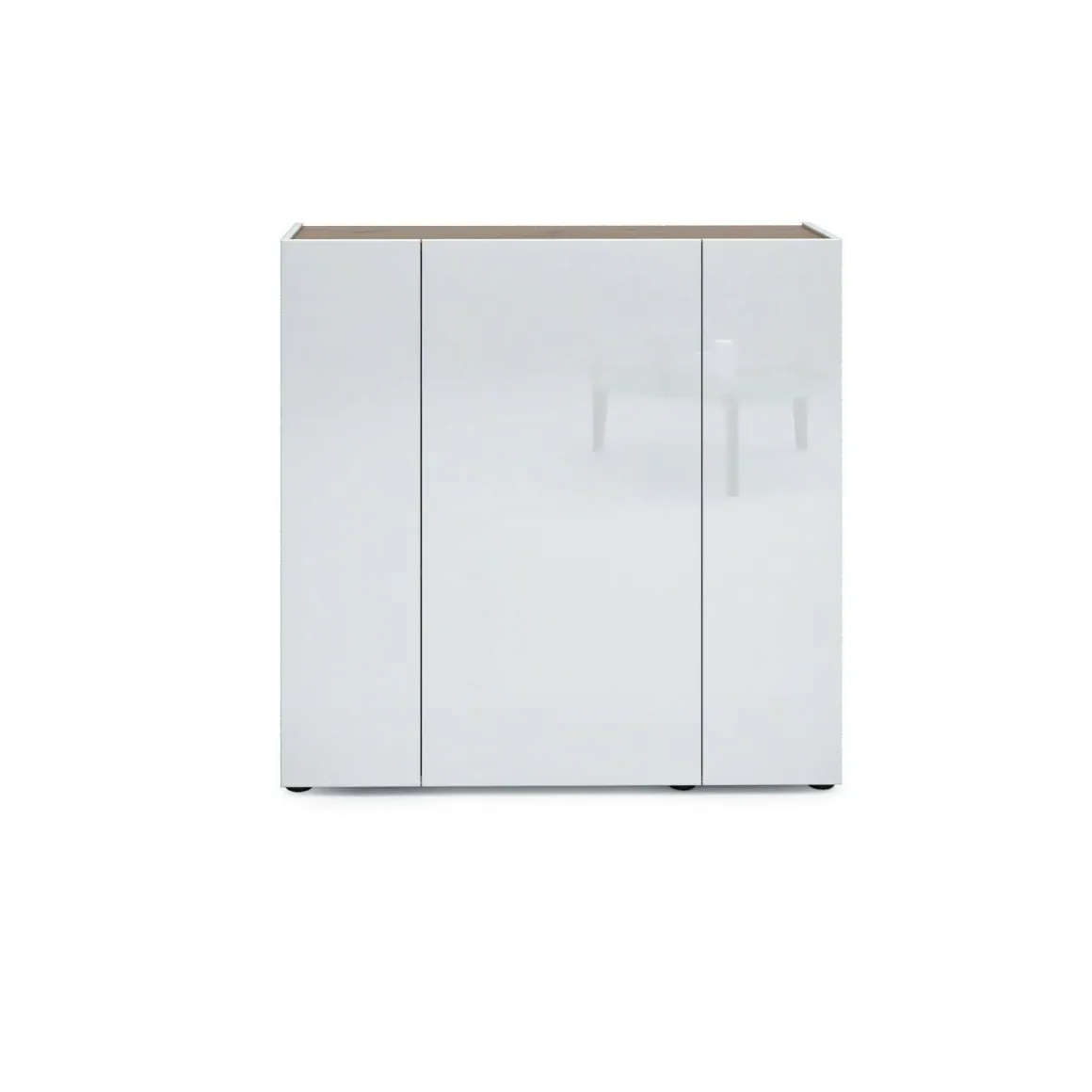 Scarpiera 3 ante bianca lucida e rovere 116x115h cm - Arrone