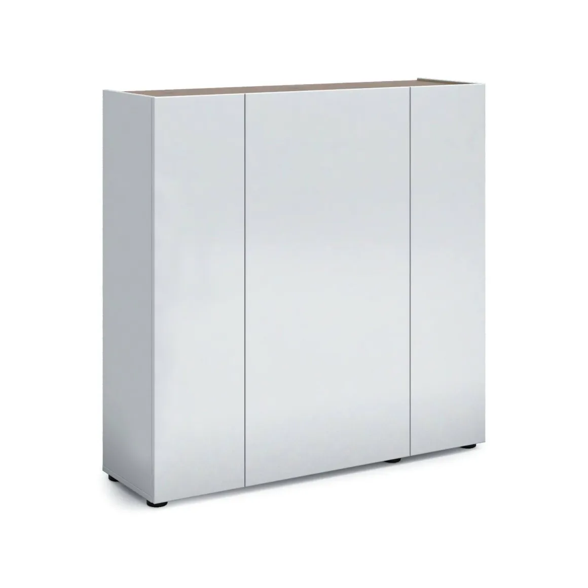 Scarpiera 3 ante bianca lucida e rovere 116x115h cm - Arrone