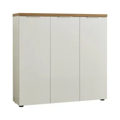 Scarpiere > Dmora Scarpiera 3 ante bianca lucida e rovere 122x115h cm - Aspidistra Marrone Rovere, Bianco Lucido
