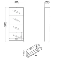 Bagno|Scarpiere > Dmora Scarpiera 4 ante bianca lucida 71x162h cm - Adaz Bianco Lucido