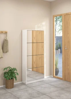 Bagno|Scarpiere > Dmora Scarpiera 4 ante bianca lucida 71x162h cm - Adaz Bianco Lucido