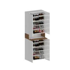 Scarpiera 5 ante bianca lucida e rovere 76x200h cm - Asklol