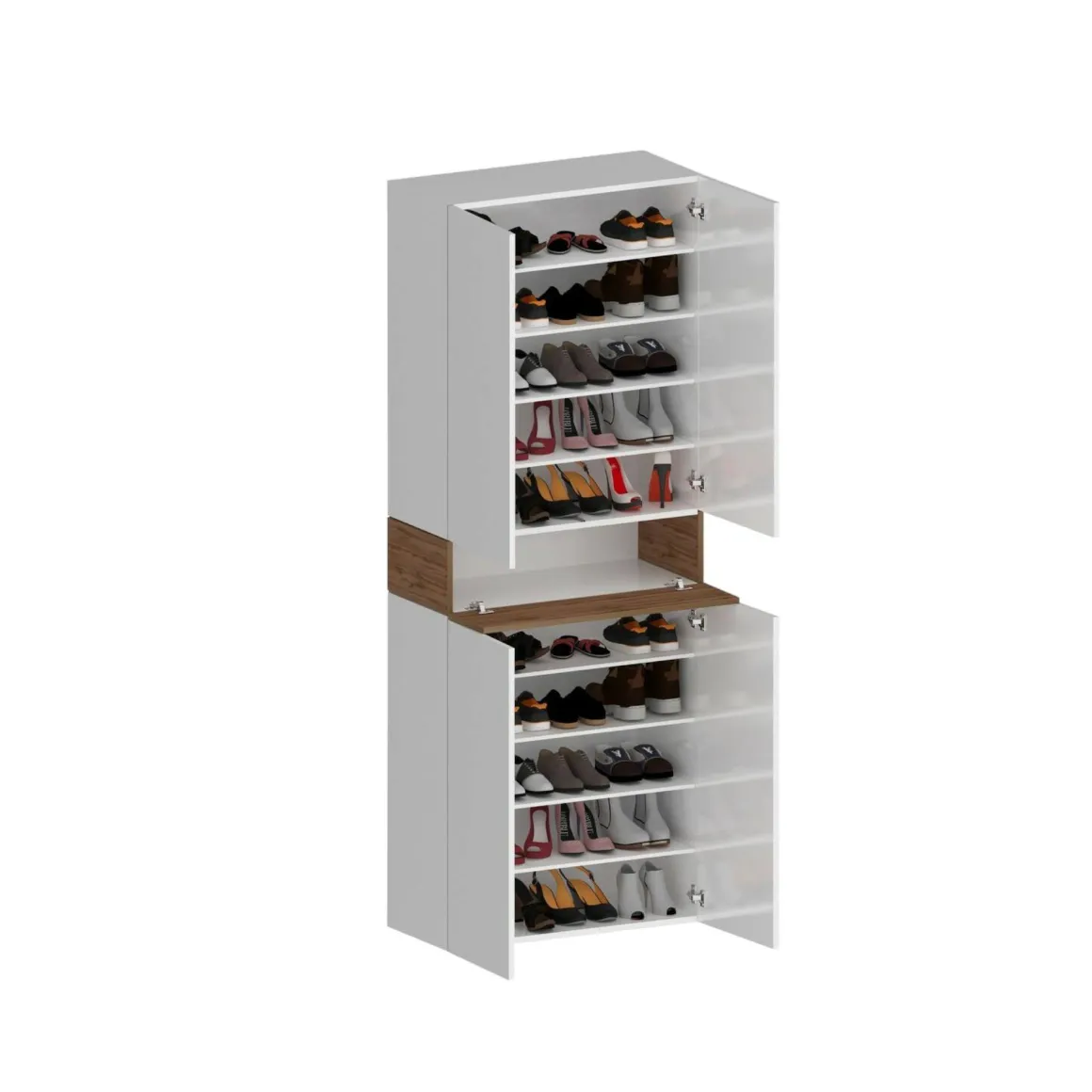 Scarpiera 5 ante bianca lucida e rovere 76x200h cm - Asklol