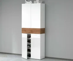 Scarpiera 5 ante bianca lucida e rovere 76x200h cm - Asklol