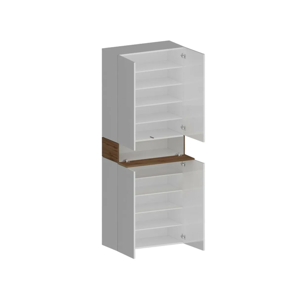 Scarpiera 5 ante bianca lucida e rovere 76x200h cm - Asklol