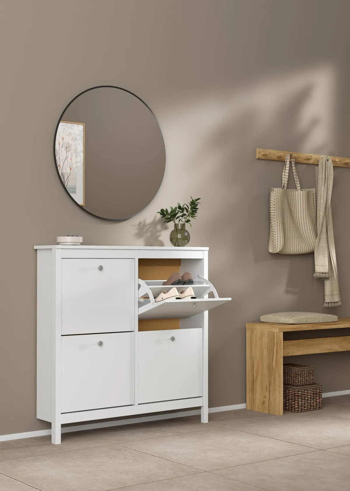 Scarpiere > Dmora Scarpiera 4 ante bianca 102x102h cm - Actinidia Bianco