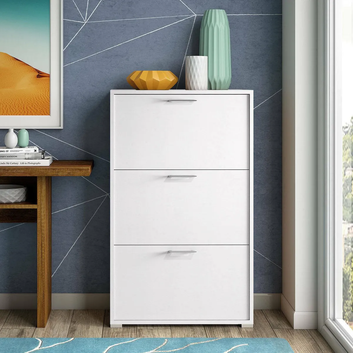 Bagno|Scarpiere > Dmora Scarpiera 3 ante bianca 67x112h cm - Amelisa Bianco