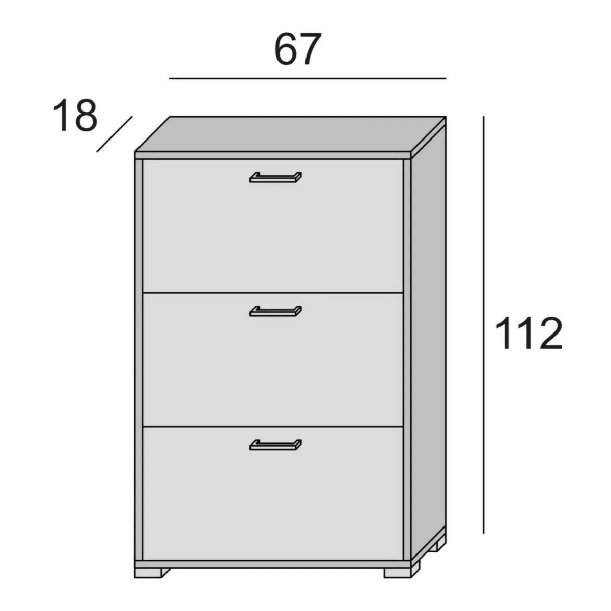 Bagno|Scarpiere > Dmora Scarpiera 3 ante bianca 67x112h cm - Amelisa Bianco