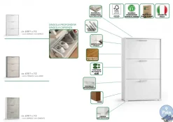 Bagno|Scarpiere > Dmora Scarpiera 3 ante bianca 67x112h cm - Amelisa Bianco